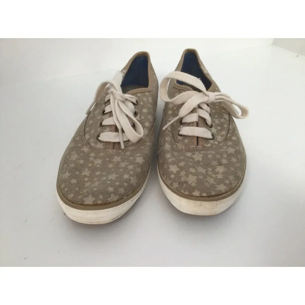 Keds Shimmering Gold with Stars Sneakers Sz 6